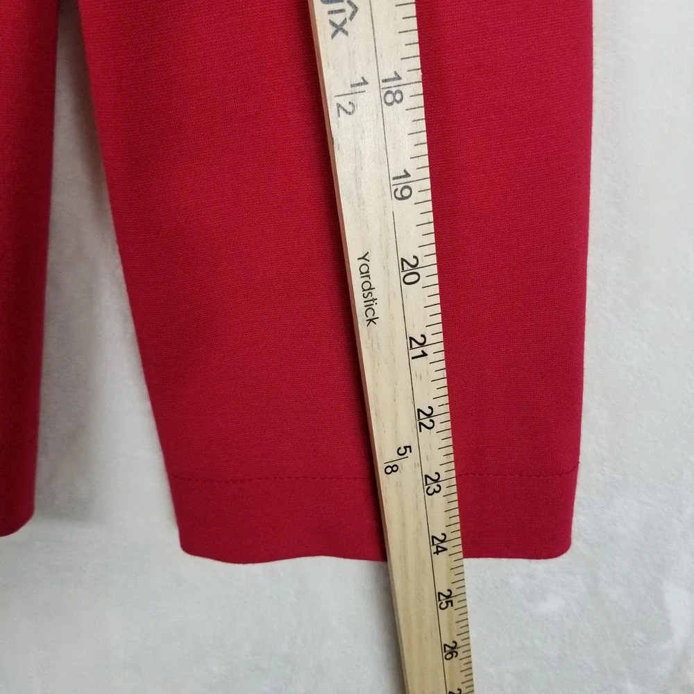 Chico's Double Breasted Jacket Womens 3 Red Faux Fur Collar Stretch Peacoat